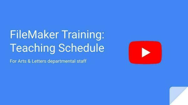FileMaker Training: Teaching Schedule
