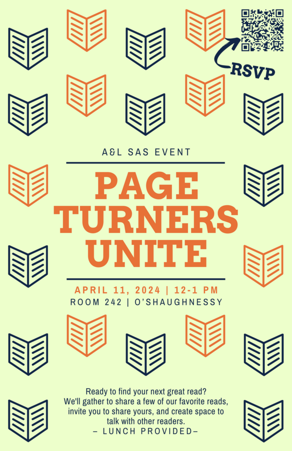 Flyer with details for Page Turners Unite event